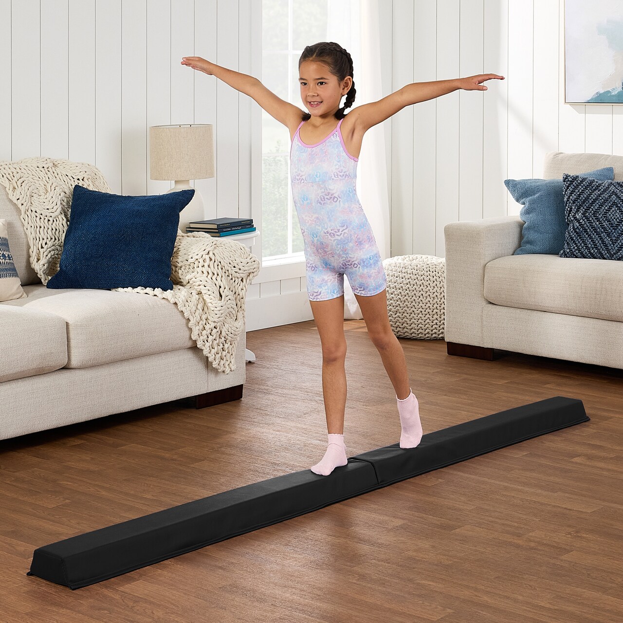 Best Choice Products 8ft Folding Floor Balance Beam 2-Panel for Gymnastics Practice, Exercise